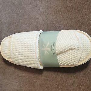 ALAN STUART Spa Collection Waffle Bath Slippers Ivory NEW!